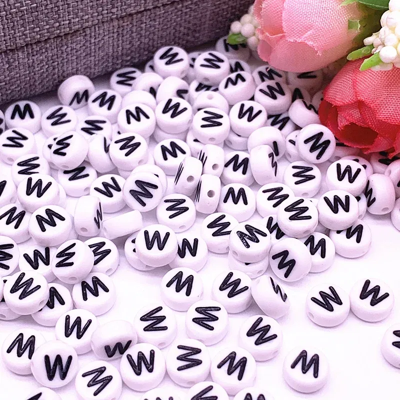 Color: PURPLE - 100pcs/lot 7x4mm 26 Letter Beads Round Shape Beads Alphabet Letter Charms for Make Jewelry Accessories