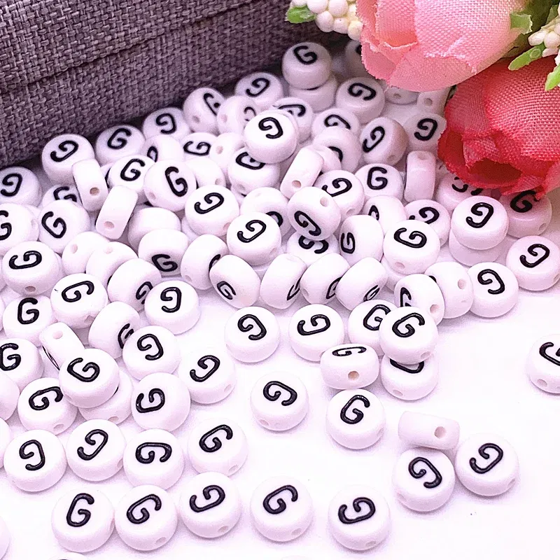 Color: PURPLE - 100pcs/lot 7x4mm 26 Letter Beads Round Shape Beads Alphabet Letter Charms for Make Jewelry Accessories
