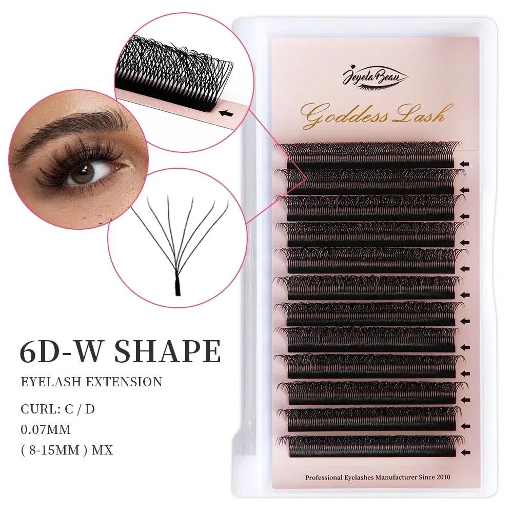 Color: Brushed Chrome, Curl: C, Thickness: 0.07mm, Length: MIX, Ships From: CHINA - Goddess 3D/4D/5D/6D/7D/8D W Shape lashes 4D Premade Fan Lash Extensions 0.07 C/D Curl Natural Soft High Quality Idividual Lashes