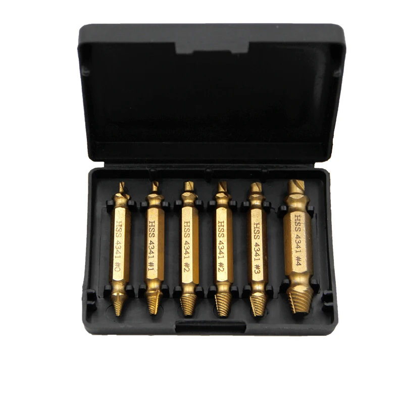 Color: Red - HSS Extractor Double Head Screw Slide Tooth Removal Screwdriver Screwdriver Bit Broken Wire 6pc Tool Set