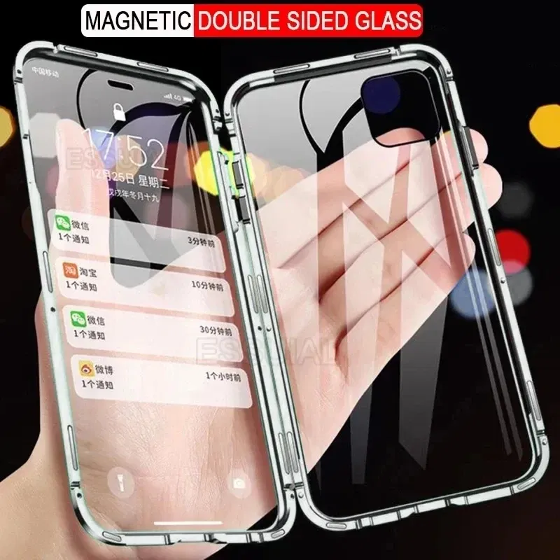 Color: black, Bundle: Case & Screen Protector, Material: POLYESTER - 360 Full Protection Metal Magnetic Case For Honor X9b X6 X8A 5G X9 4G X9A 5G Double-Sided Glass Transparent Cover Cases