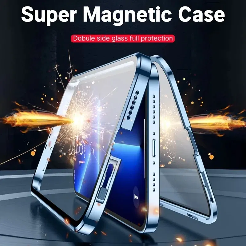 Color: black, Bundle: Case & Screen Protector, Material: POLYESTER - 360 Full Protection Metal Magnetic Case For Honor X9b X6 X8A 5G X9 4G X9A 5G Double-Sided Glass Transparent Cover Cases