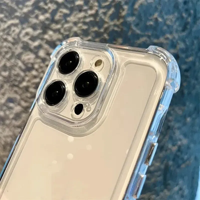 Material: PE, Color: Clear - Vanuoxin Luxury Shockproof Case for iPhone 15 14 13 12 11 Pro Max with Electroplat Button Bumper Phone Back Cover Clear & Black