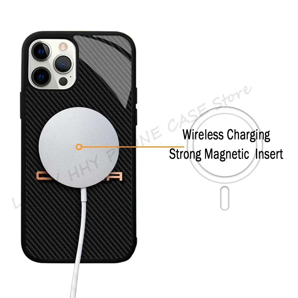 Color: Beige, Material: PU - Cool Phone Case Phone Case Strong Magnetic Cupra Racing for IPhone 15 14 13 Pro Max 11 12 Mini for Magsafe