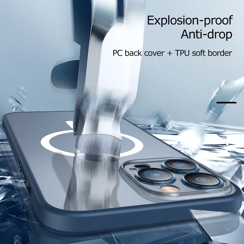 Color: Red, Material: PC - Magsafe Magnetic For IPhone 15 Promax Phone Case For iPhon 11 12 13 14 15 Pro Max Plus Lens Glass Ring Protection Silicone Cover