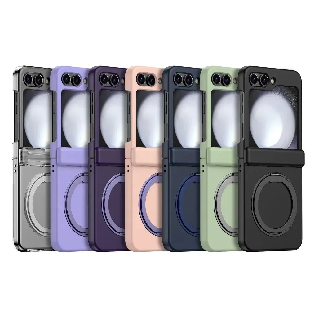 Color: Clear, Material: ABS - For Samsung Galaxy Z Flip 3 5 4 6 Magsafe Case Wireless Charging Hinge All-inclusive Flip Shockproof Hard Magnetic Holder Cover