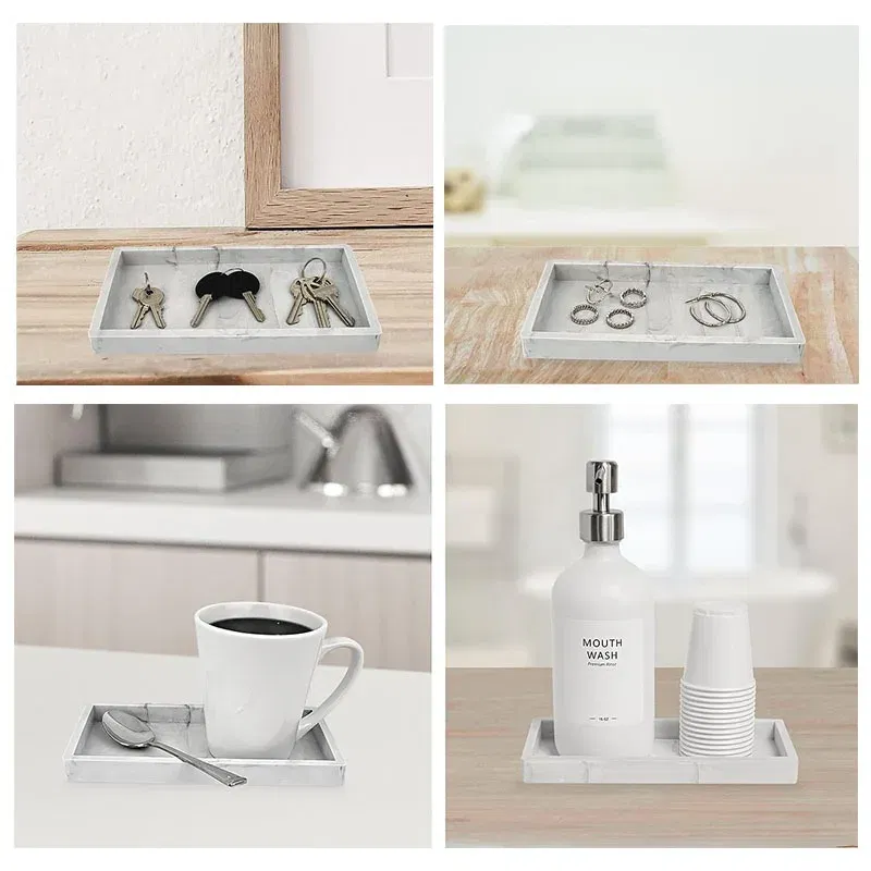 Color: Light Grey, Size: XL - Bathroom Counter Tray, Thickened Silicone Bathroom Vanity Tray, Shatterproof Durable Rectangle Bathroom Tray Soap Dispenser Tray