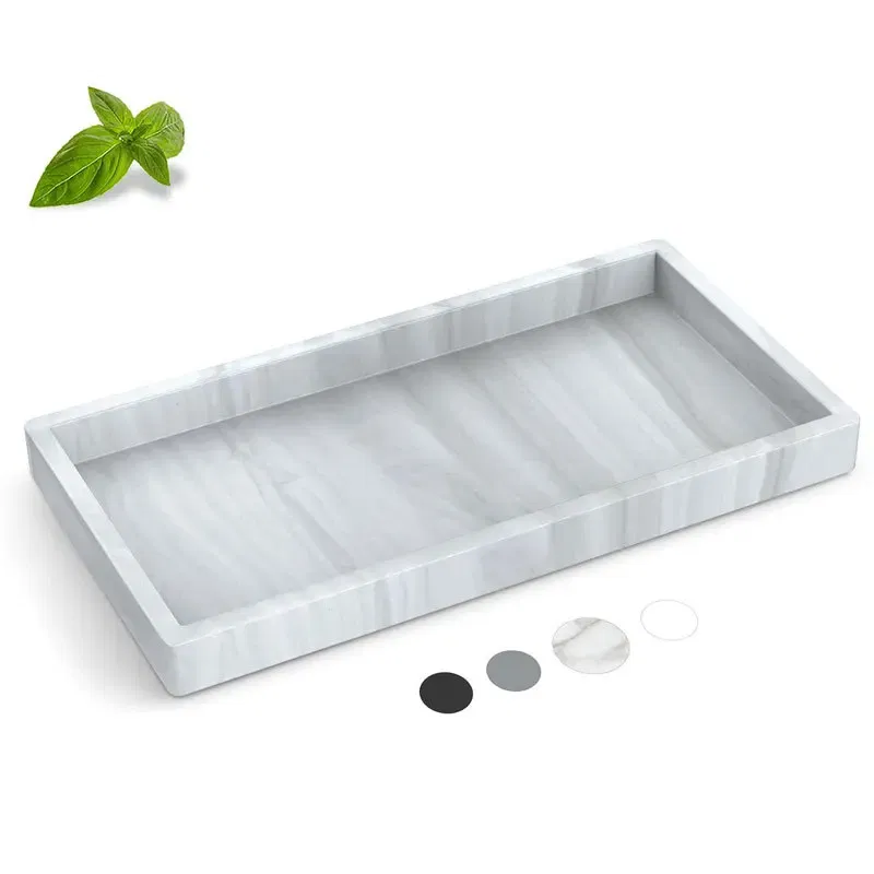 Color: Light Grey, Size: XL - Bathroom Counter Tray, Thickened Silicone Bathroom Vanity Tray, Shatterproof Durable Rectangle Bathroom Tray Soap Dispenser Tray
