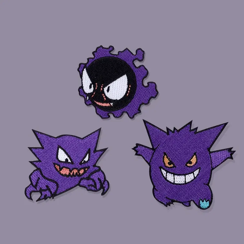 Color: VIOLET/?«?—?…° - Original Pokemon 3 style Gengar Patch DIY Badge Cloth Patch Embroidery Clothing bag sticker Down Jacket Denim Xmas Gift