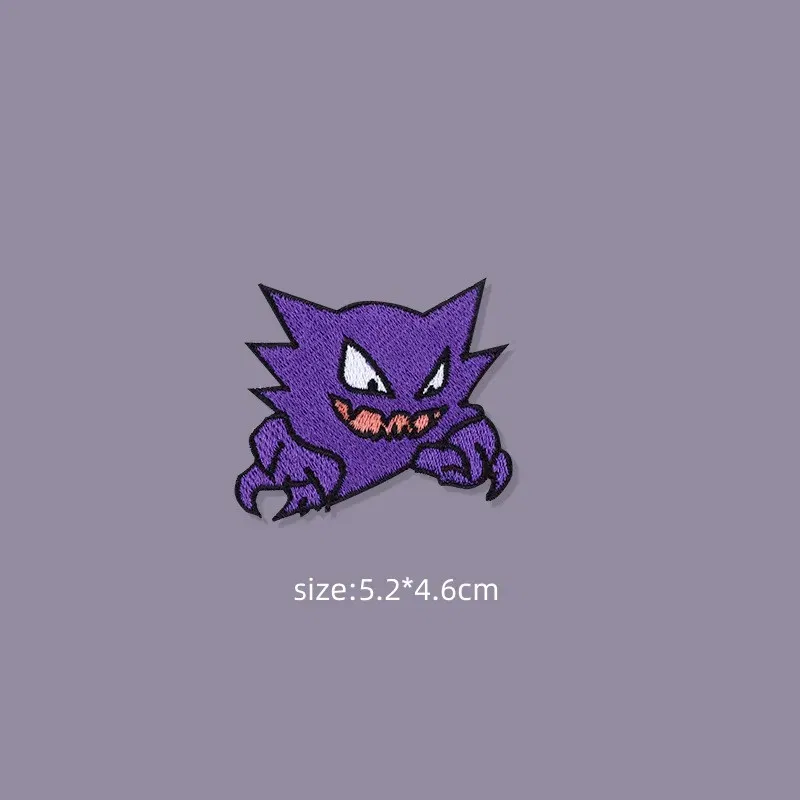 Color: VIOLET/?«?—?…° - Original Pokemon 3 style Gengar Patch DIY Badge Cloth Patch Embroidery Clothing bag sticker Down Jacket Denim Xmas Gift