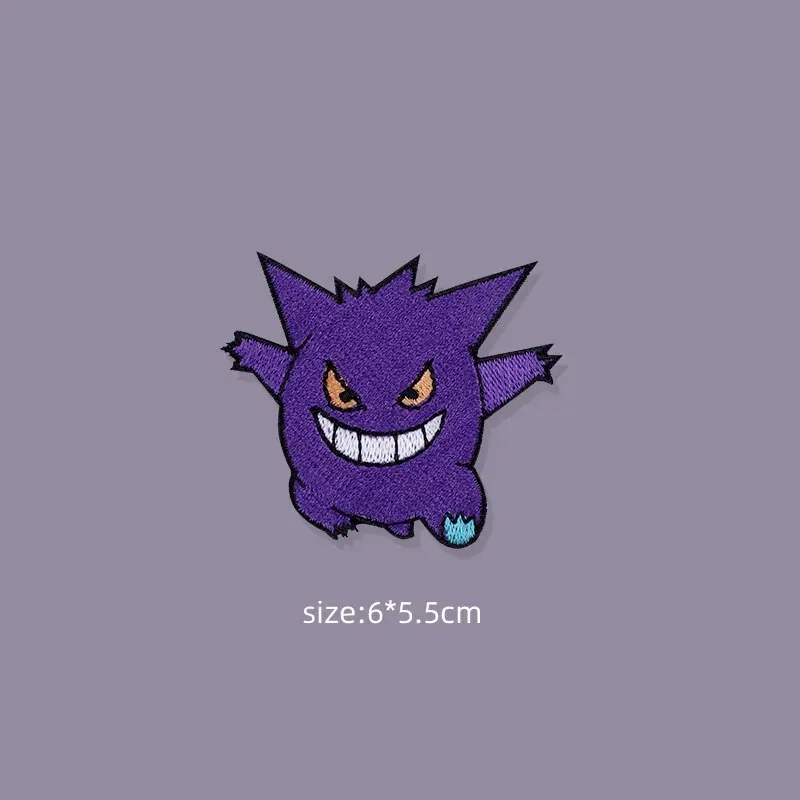 Color: VIOLET/?«?—?…° - Original Pokemon 3 style Gengar Patch DIY Badge Cloth Patch Embroidery Clothing bag sticker Down Jacket Denim Xmas Gift