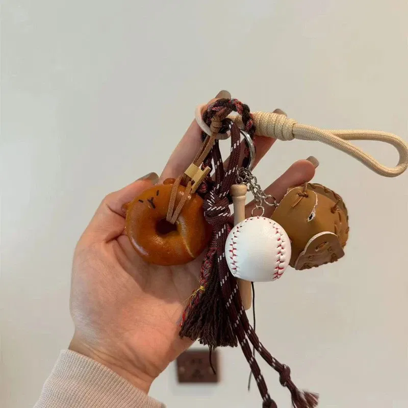 Color: MULTI - DIY Bag Pendant Creative Bread Weaving Rope Colorful Nylon Lanyard Car Keychain Couple Multi-purpose Bag Hanging Accessories