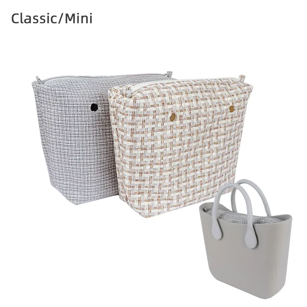 Color: Light Gold - TANQU Classic Mini linen canvas organizer fabric inner lining Insert for Obag Mini O Bag Women's Handbag Accessory