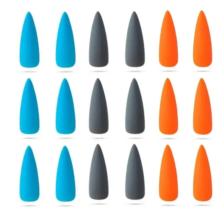 Color: GRAY - Matte False Nails 24PCS  Head Frosted Press Glue on Fake Nail Tips Ballet Detachable Full Cover Artificial Fingernails