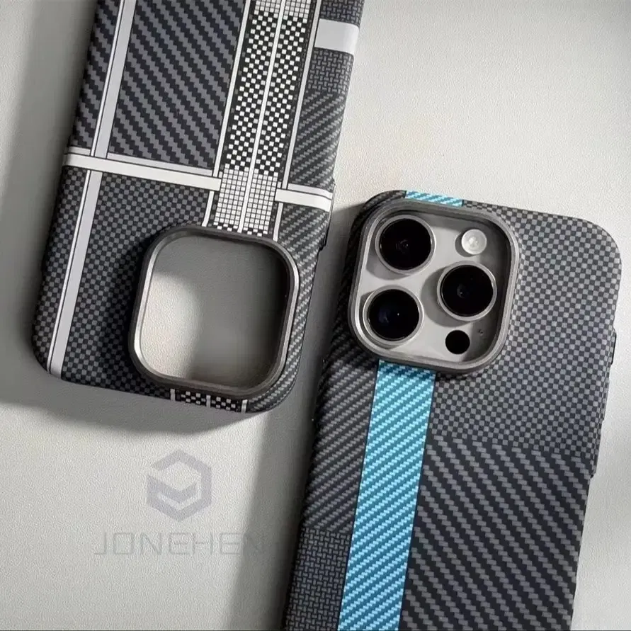 Color: Gold, Material: POLYESTER - Luxury Alloy Lens Personalized Pixel 3D Relief Carbon Fibre Pattern Case For iPhone 13 14 15 16 Pro Max Slim Cover For Magsafe