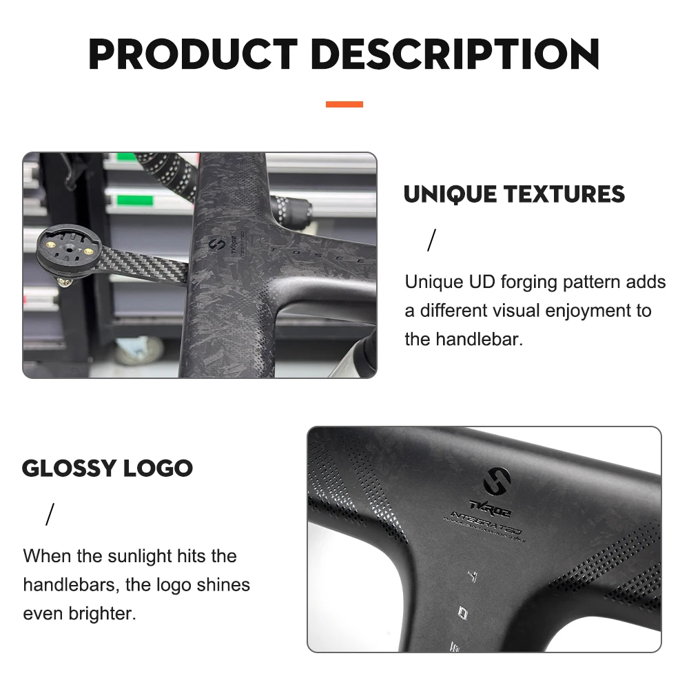 Color: PURPLE - TOSEEK Carbon Handlebar Road Carbon handlebar Drop bar T800 Carbon Integrated Handlebar Di2 Bicycle Accessories Carbon Drop bar