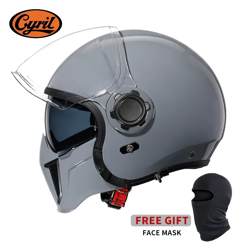 Color: Black, Size: M - Modular Motorcycle Helmet Full Face Open Face Retro Helmets DOT ECE APPROVED CYRIL OP12A Capacete De Moto Masculino