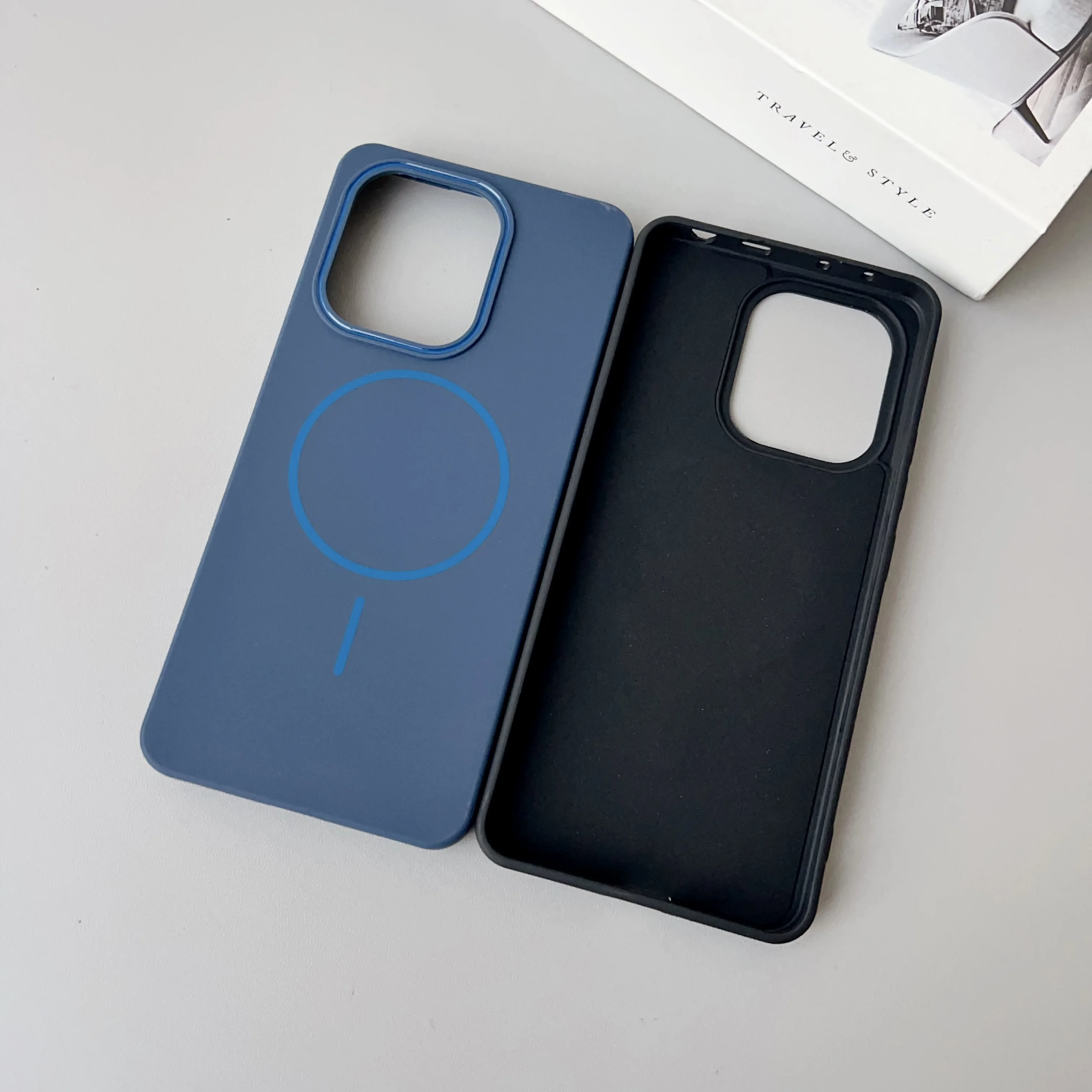 Color: SKY BLUE, Compatibility by Model: Redmi Note 14 Pro 4G (Global) - NEW  For Redmi Note 14 13 Pro A4 A5 4G 5G skin sensitive original thin circle magnetic solid color phone protective case