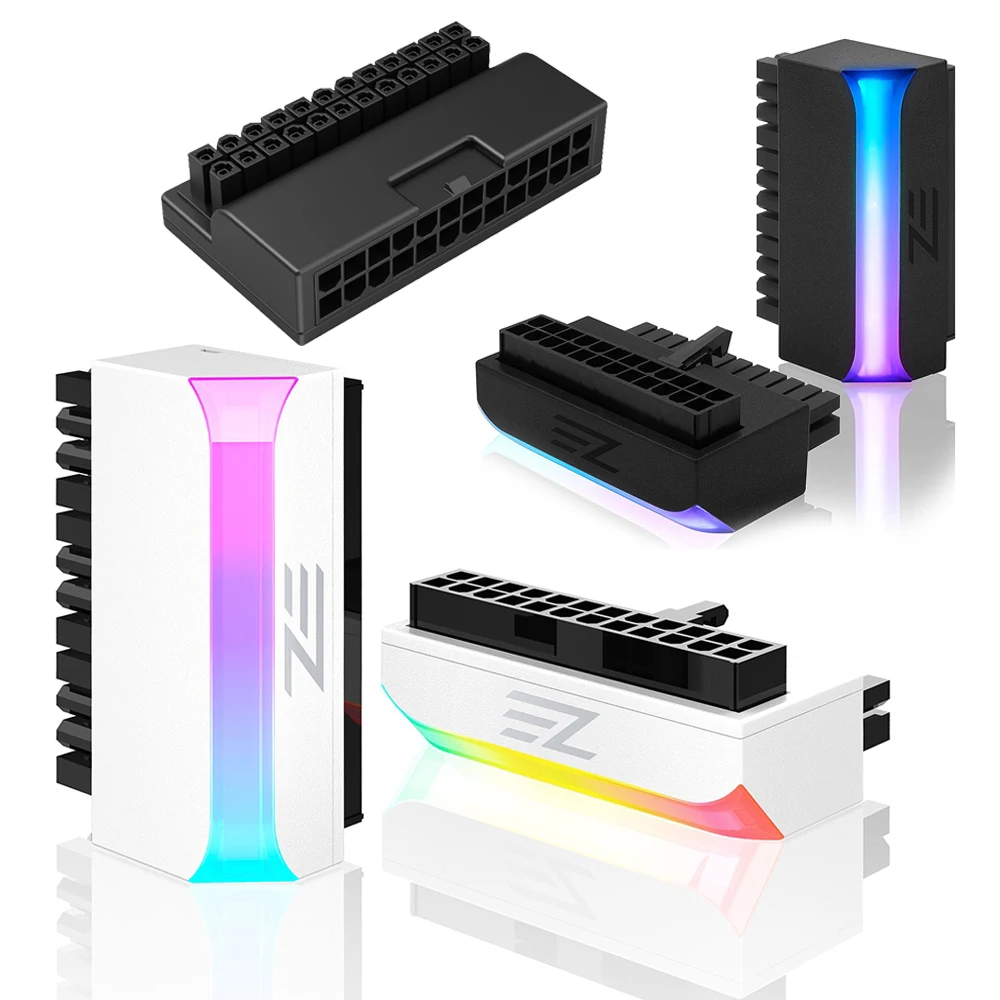 Color: black, Ships From: CHINA - ATX 24 Pin to 90 Degree Power Plug Adapter ARGB Mainboard Motherboard Power Supply Cable Modular DIY Mounting Accessessory