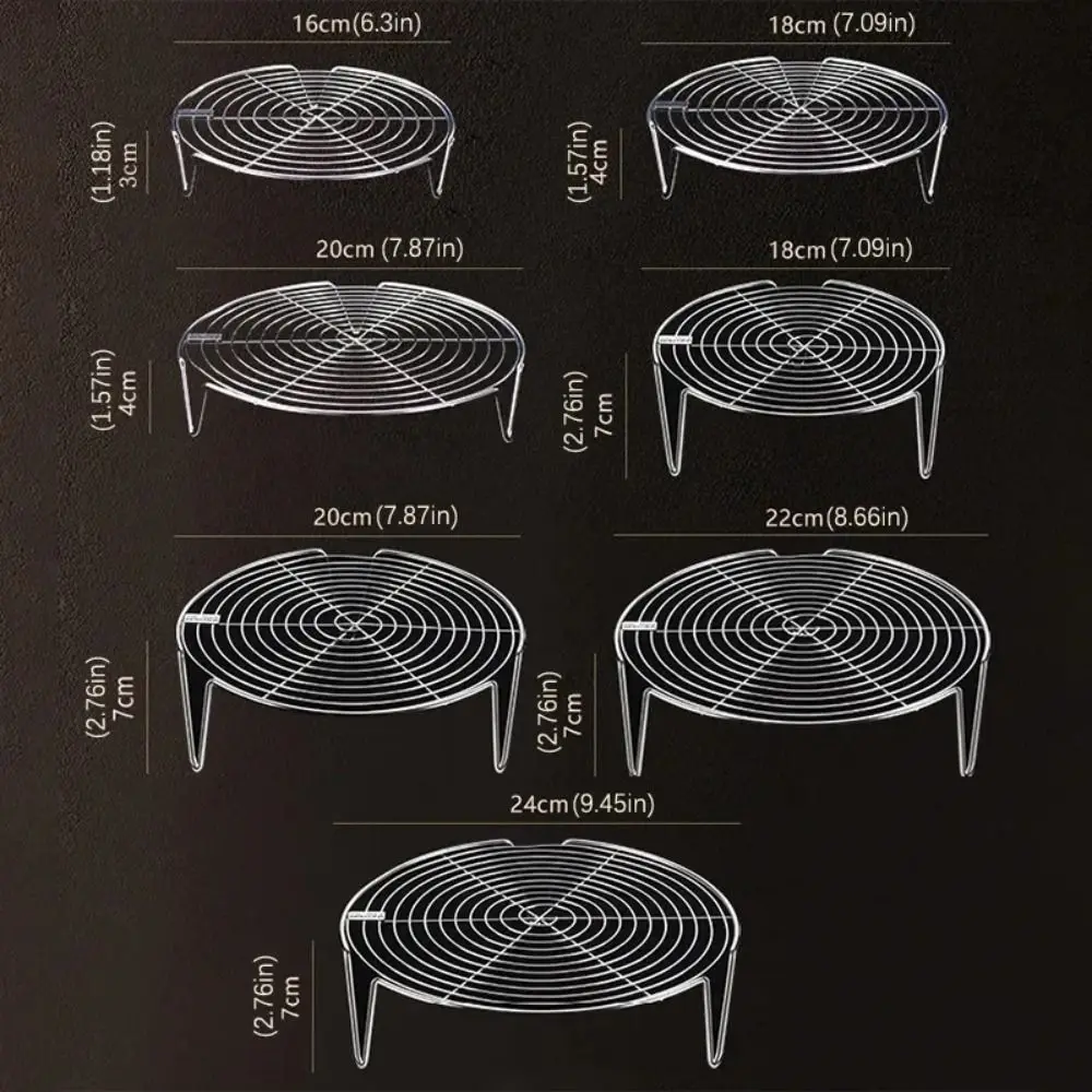 Color: Light Grey - 304 Stainless Steel Steamer Rack Multifunction Pot Steaming Tray Dumplings Eggs Grill Stand Kitchen Tableware Cooking Utensils