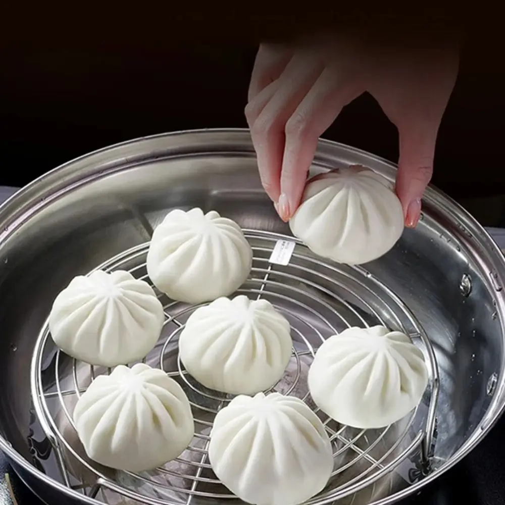 Color: Light Grey - 304 Stainless Steel Steamer Rack Multifunction Pot Steaming Tray Dumplings Eggs Grill Stand Kitchen Tableware Cooking Utensils