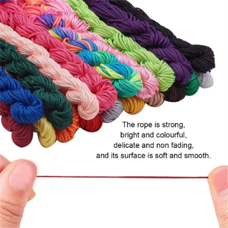 Color: Orange - 24m Polyester Braided Jade Thread For DIY Handmade Necklace Bracelet Trinket Pendant Braided Accessories Jewelry Making Finding