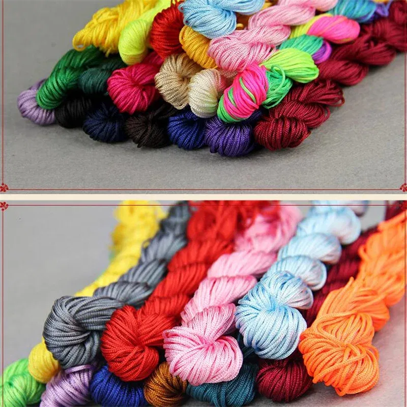 Color: Orange - 24m Polyester Braided Jade Thread For DIY Handmade Necklace Bracelet Trinket Pendant Braided Accessories Jewelry Making Finding