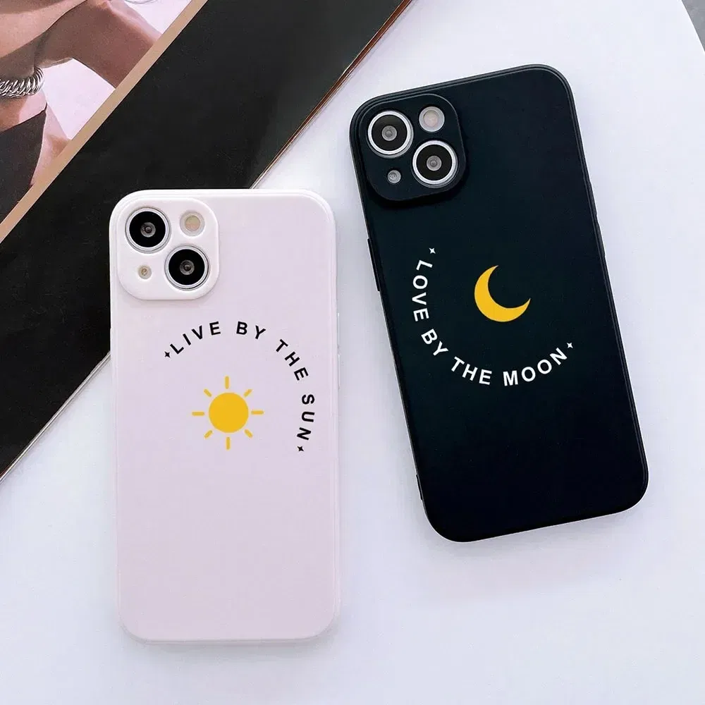 Color: Gold, Material: Microfiber - Couple Black and White Love Sun Moon Case For Samsung Galaxy S10 S20 S21 S22 S23 S24 FE Plus Ultra Note 20 Silicone Phone Case