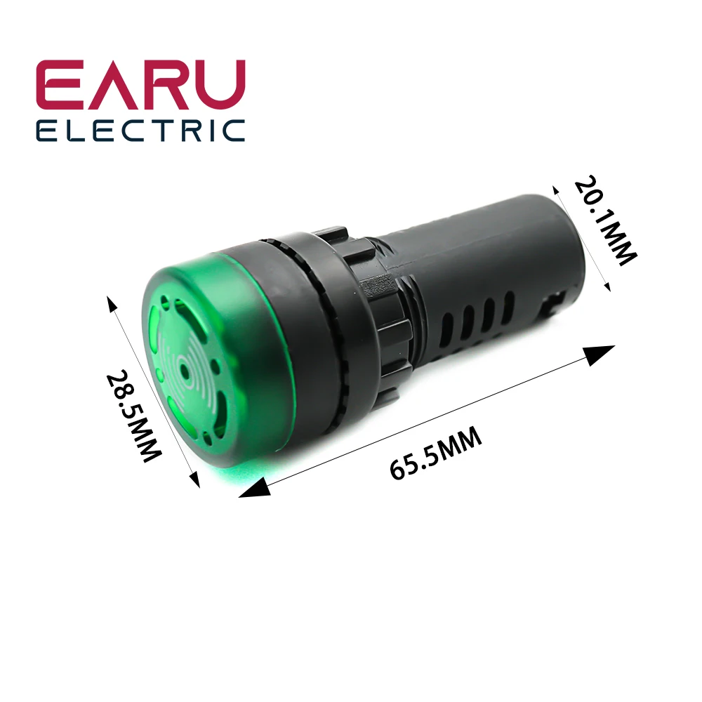 Color: Yellow - AD16-22SM 22mm Panel Diameter AC 12V 24V 110V 220V Flash Signal Light Red LED Active Buzzer Beep Alarm Indicator Green Yellow