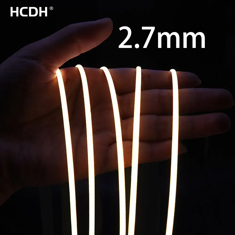Emitting Color: Red, Color: Yellow, Length: 0.5m - 2.7mm Ultra Slim COB LED Strip Lights 480LEDs/m Flexible Linear Light Tape Diode Ribbon Backlight Red Amber Purple Car Dimmable