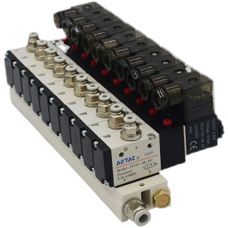 Color: Blue, Specification: 3/4" - 3V210-08 Manifold Station Solenoid Valve 3 port 2 position Multi-way Combination DC12V 24V AC220V With Fitting Solenoid Valves