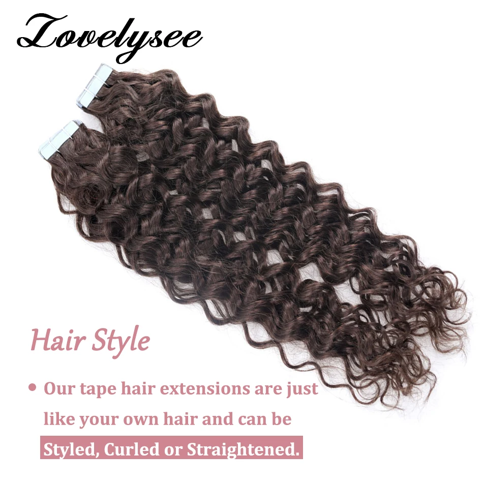 Color: P6/27, Length: 14 inches, Items per Package: 20 pcs - Water Wave Tape in Human Hair Extensions 2g/pcs Dark Brown Real Human Hair Adhesive Invisible Keratin Hair Extensions for Women