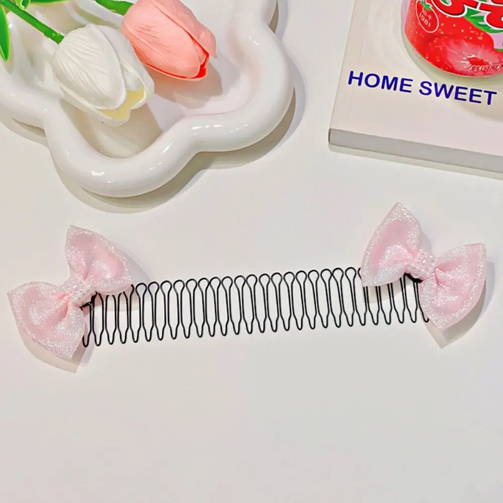 Color: Black - Invisible Broken Hairpin Women Bow Heart Hair Clip Kids Tiara Tools Curve Needle Bangs Fixed Insert Comb Styling Accessories