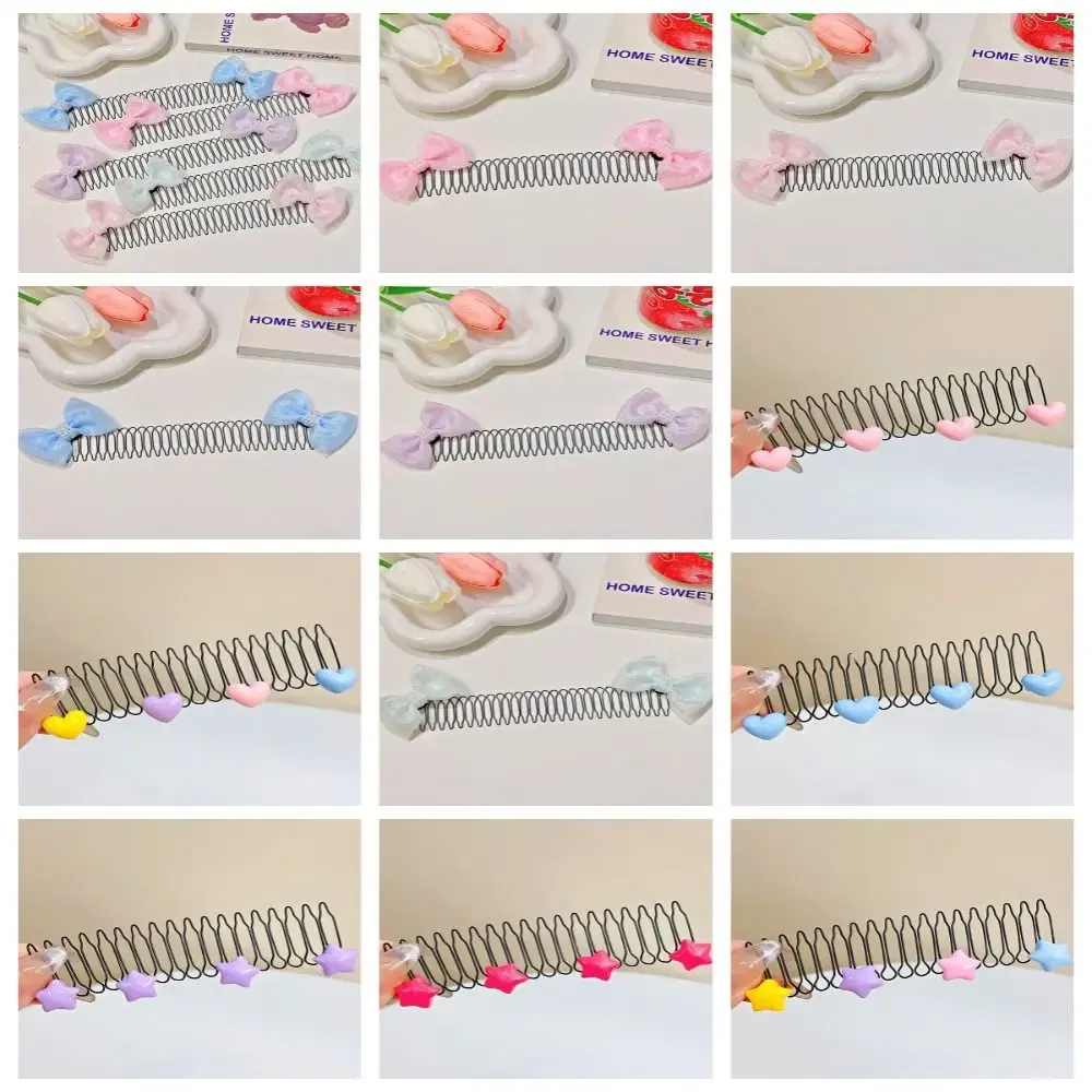 Color: Black - Invisible Broken Hairpin Women Bow Heart Hair Clip Kids Tiara Tools Curve Needle Bangs Fixed Insert Comb Styling Accessories