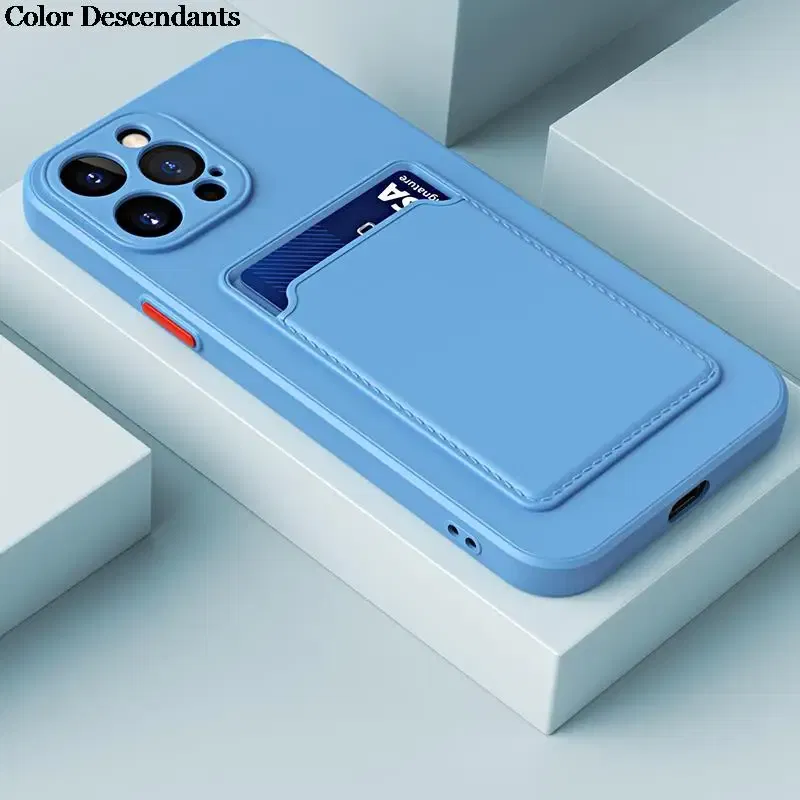 Color: SKY BLUE, Material: Other - Card Holder Wallet Case For Poco M4 Pro Cases For Xiaomi Poco M 4 Pro M4Pro PocoM4 Pro 5G NFC Shockproof Liquid Silicone Cover