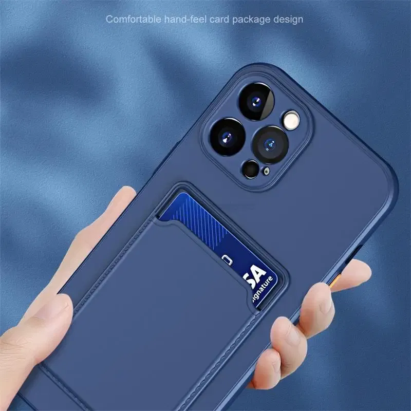 Color: SKY BLUE, Material: Other - Card Holder Wallet Case For Poco M4 Pro Cases For Xiaomi Poco M 4 Pro M4Pro PocoM4 Pro 5G NFC Shockproof Liquid Silicone Cover