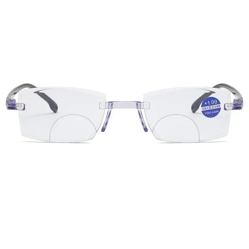 Eye Prescription: +300, Frame Color: green - New Blue Light Blocking Scratch Resistant Bifocal Reading Glasses for Both Men Women Universal Frameless Design Power 0 To +4.0