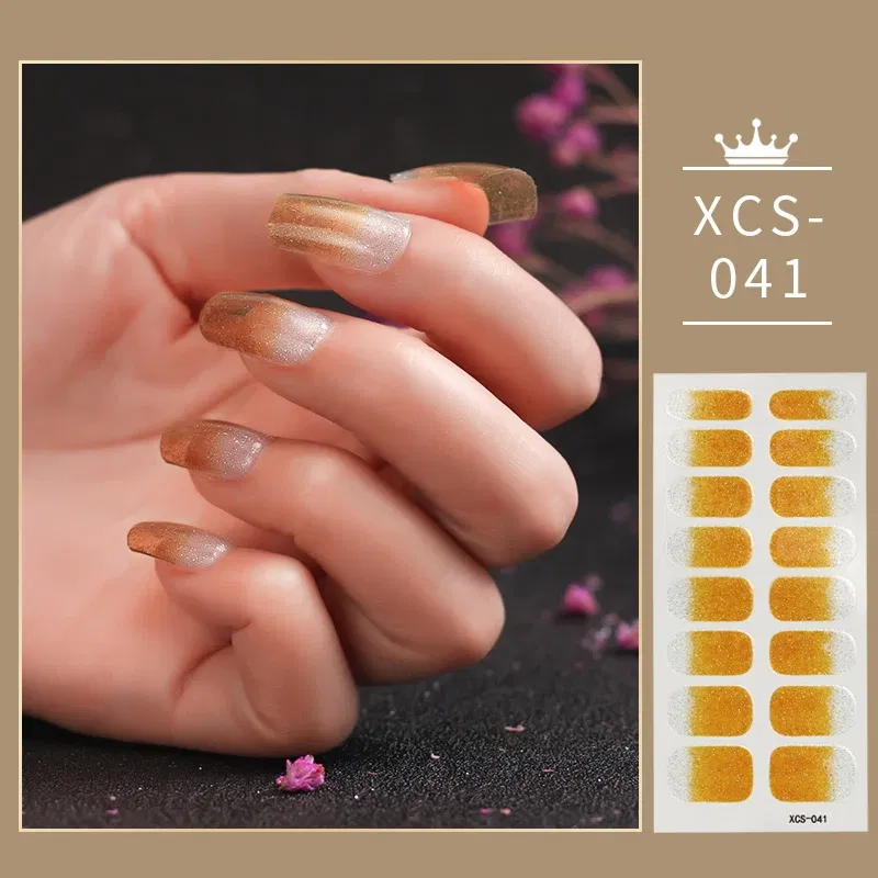 Color: Blue with White - Rose Red Shiny Twinkle Full Cover Nail Stickers Sticker For Nails Self Adhesive Nail Sticker Fashion Nail Stickers Beauty