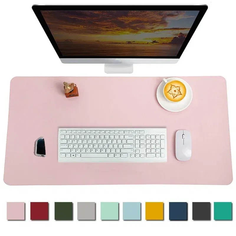 Color: VIOLET - Large Mouse Pad Extra Big Non-Slip Desk Pad Waterproof PU Leather Desk Table Protector Gaming Mouse Mat for Game Office Work