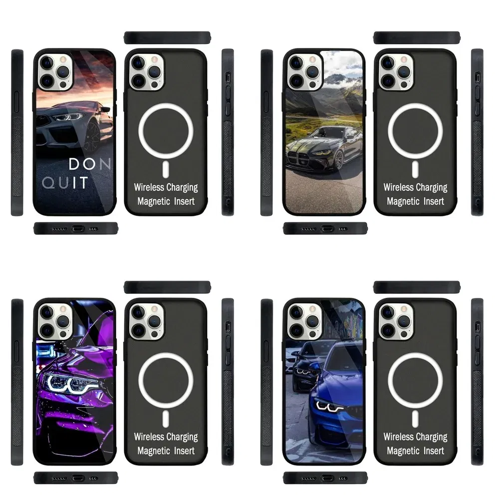 Color: Sky blue, Material: PVC - Blue Red Car for B-BMW Phone Case Strong Magnetic For IPhone 15,14,13,Pro,Max,Plus,11,12,Mini For Magsafe Wireless Charging