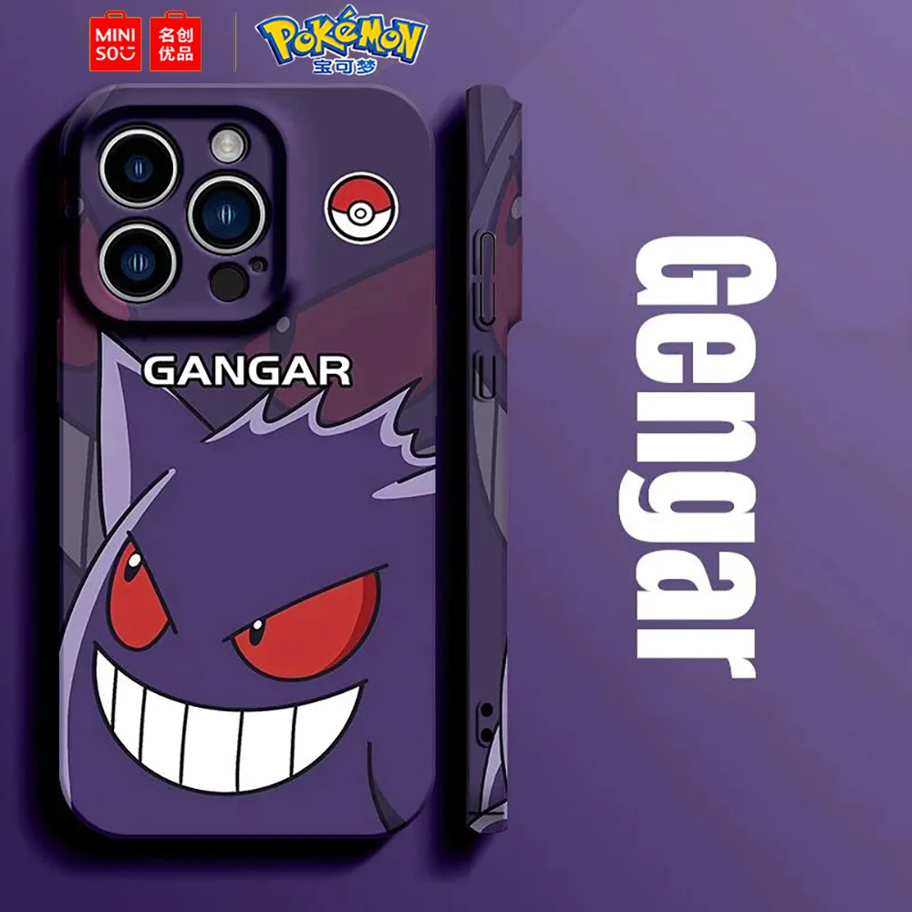Color: BRIGHT PINK, Material: PP - Miniso Pokemon Collaboration Pikachu Gengar Phone Case For iPhone 15 14 13 11 12 16 Pro Max Plus X XR Girl Silicone Phone Case