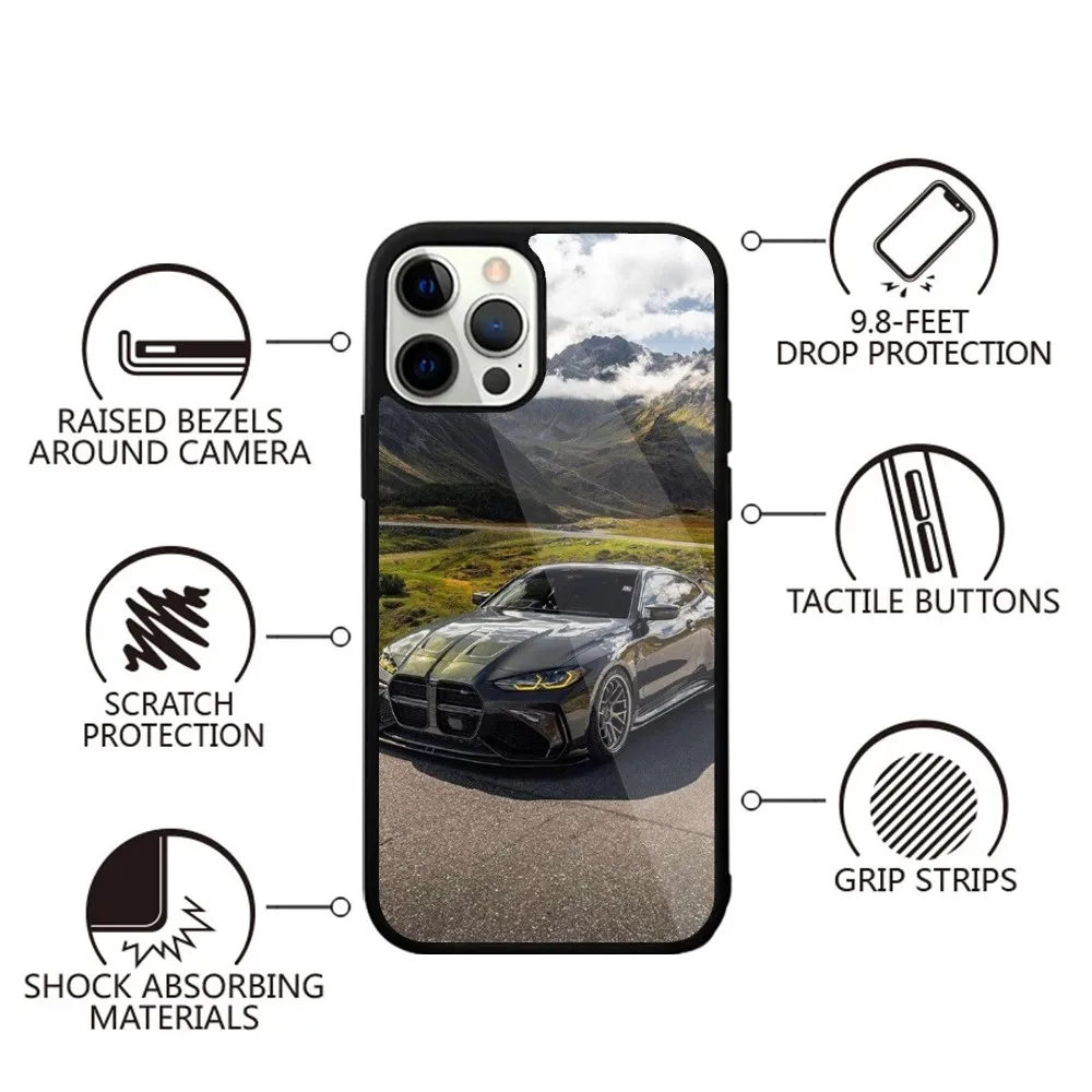 Color: Beige, Material: Silicon - Blue Red Car for B-BMW Phone Case Strong Magnetic For IPhone 15,14,13,Pro,Max,Plus,11,12,Mini For Magsafe Wireless Charging