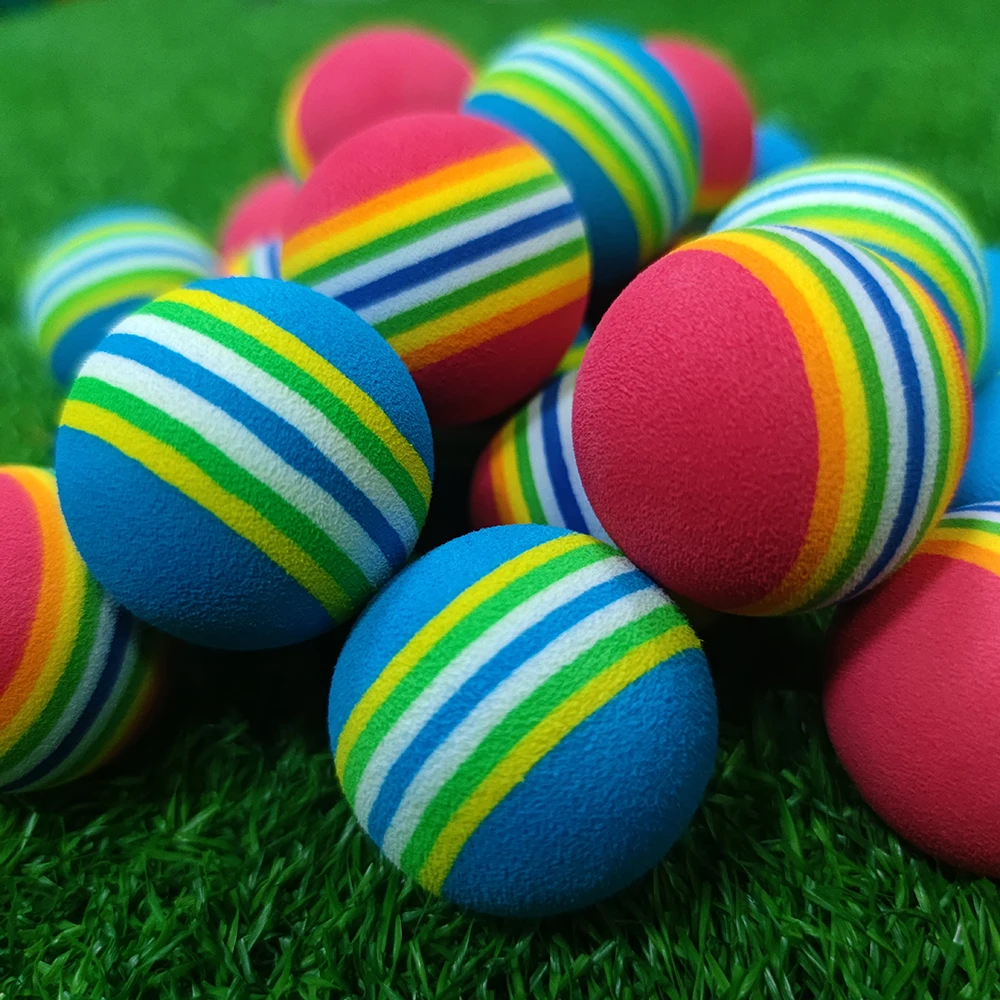 Color: MULTI - 10 Pcs Rainbow Color EVA Foam Practice Sponge Golf Balls Bulk