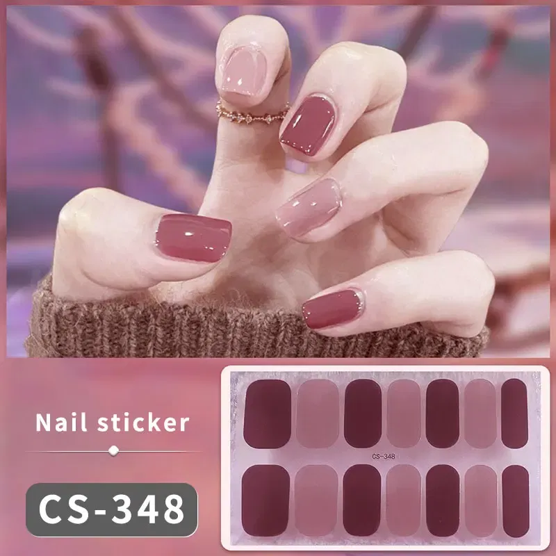 Color: light green - DIY Gel Nail Stickers Cured-free Long-Lasting Solid Color Nail Strips Patch Slider Sticker Full Cover Decal Nail Manicure Patch