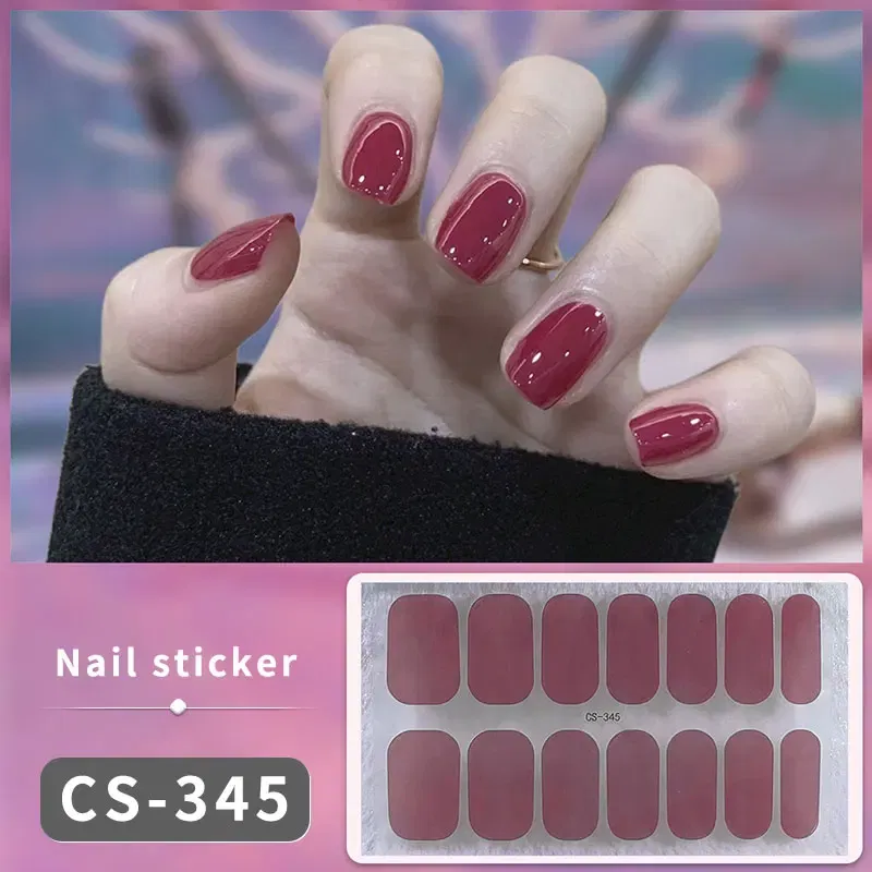 Color: light green - DIY Gel Nail Stickers Cured-free Long-Lasting Solid Color Nail Strips Patch Slider Sticker Full Cover Decal Nail Manicure Patch