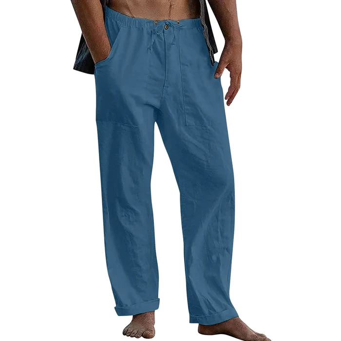 Men's Casual Solid Color Cotton Linen Pants