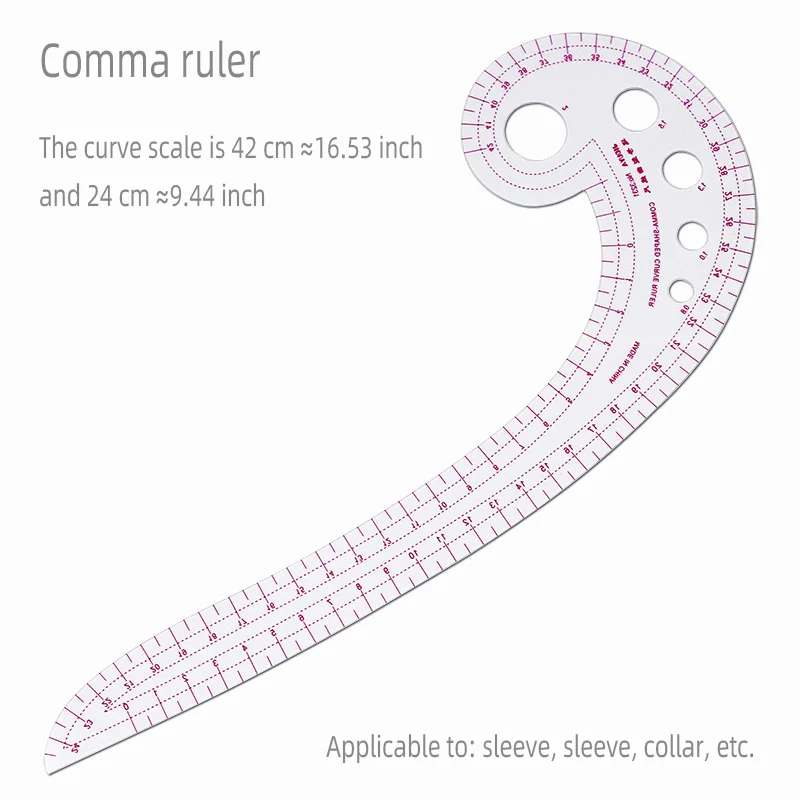 Color: Orange - Empire sewing ruler and French curve, used for pattern making drafting, transparent plastic fashion designer ruler pieces assemb