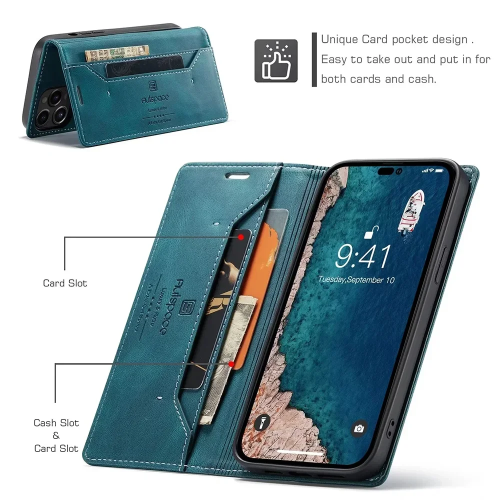 Color: Blue, Material: PU - Leather Cases for IPhone 16 15 14 13 12 11 Pro Max XR XS Max 8 7 6s Plus SE 2022 2020 Wallet Folio Flip Cover Rfid Blocking