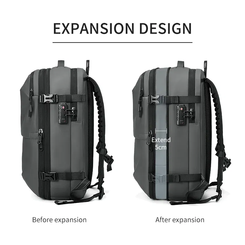 Color: Dark Khaki - Men Travel Backpack vacuum compression 17 inch Laptop Backpack Business Large Capacity school Backpack Expanded Hiking backpack