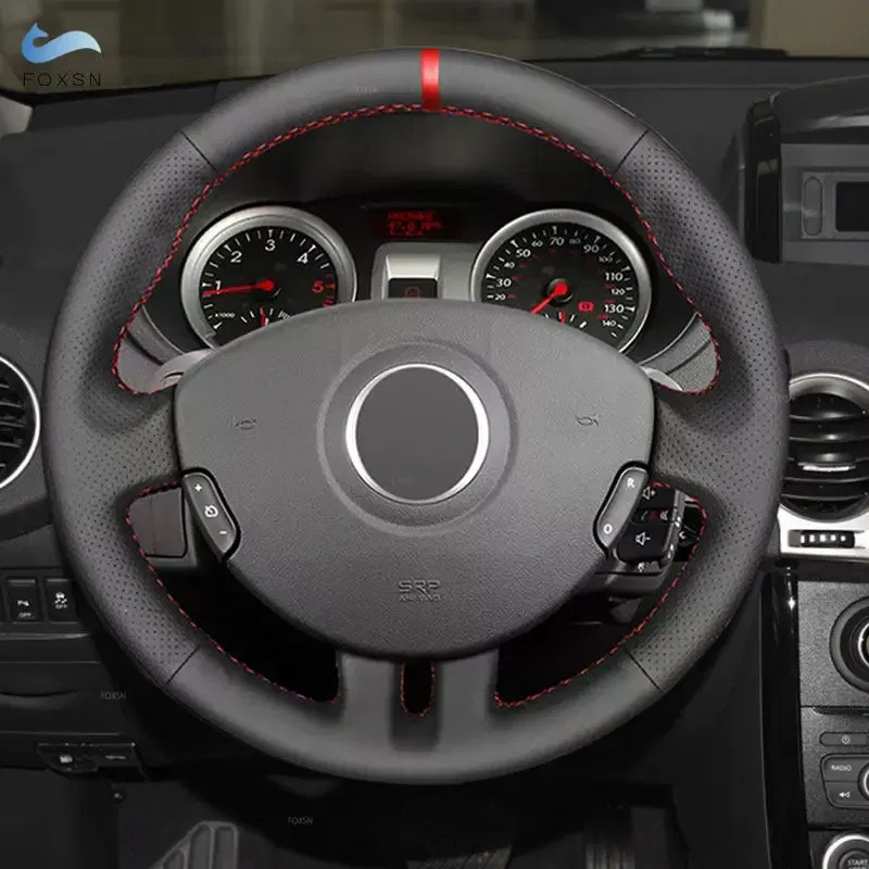 Color Name: MULTI - For Renault Clio 3 RS 2005 2006 2007 2008 2009 2010 2011 2012 2013 Hand-stitch Car Steering Wheel Cover Perforated Leather Trim